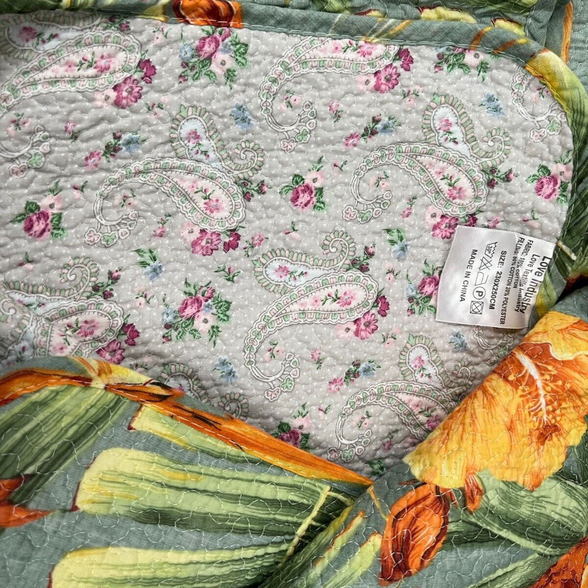 100% Cotton Lightly Quilted Coverlet Set Birds of Paradise Queen 230 x 250 cm