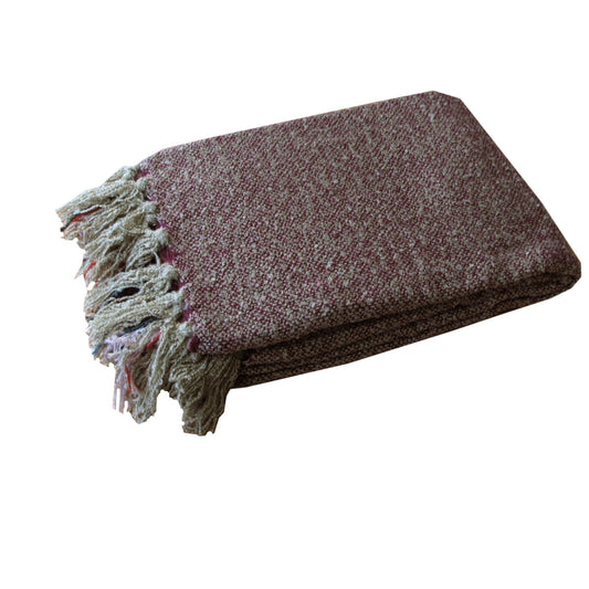 Liam Acrylic Knitted Throw Rug with Fringe No4