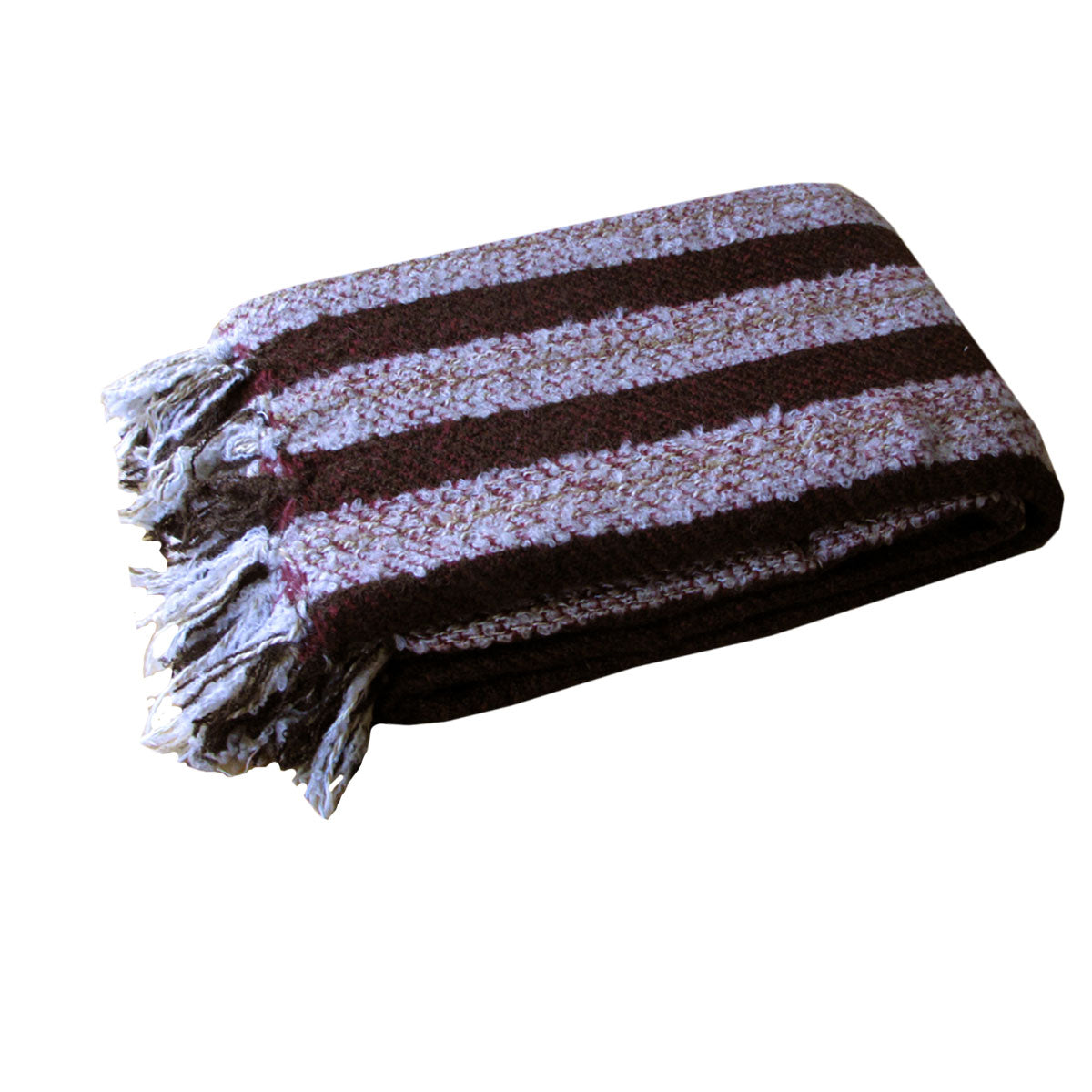 Liam Acrylic Knitted Throw Rug with Fringe No8