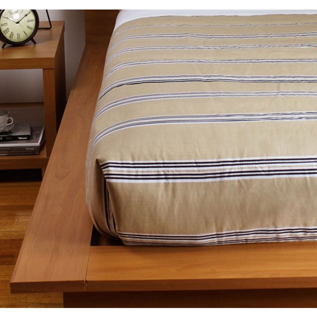 Jason Hudson Easycare Polyester Cotton Stripe Latte Comforter King