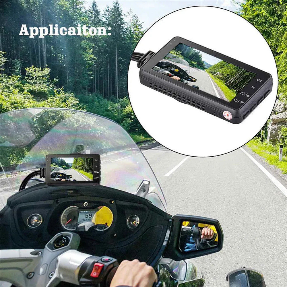 3inch LCD HD Dual Camera Motorcycle DVR Video Driving Recorder With 32G Card