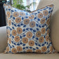 Kolka Boho Floral Soft Cotton Voile Decorative Cushion Hand Block-Printed - Blue