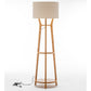 168cm Large Bamboo Wooden Tripod Floor Lamp Light Modern Linen Shade w Shelves