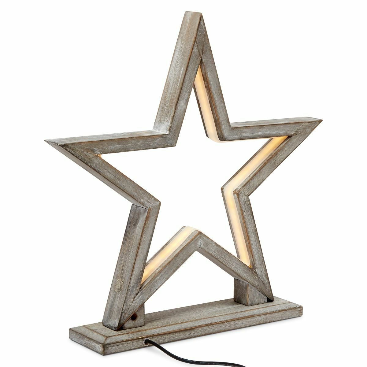 33cm Bamboo Star LED Table Lamp Light Modern Bedside - Antique Timber