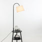 Naples Tripod Floor Lamp Shelf Storage Drawer Bed Side Table Light w/ USB Charger