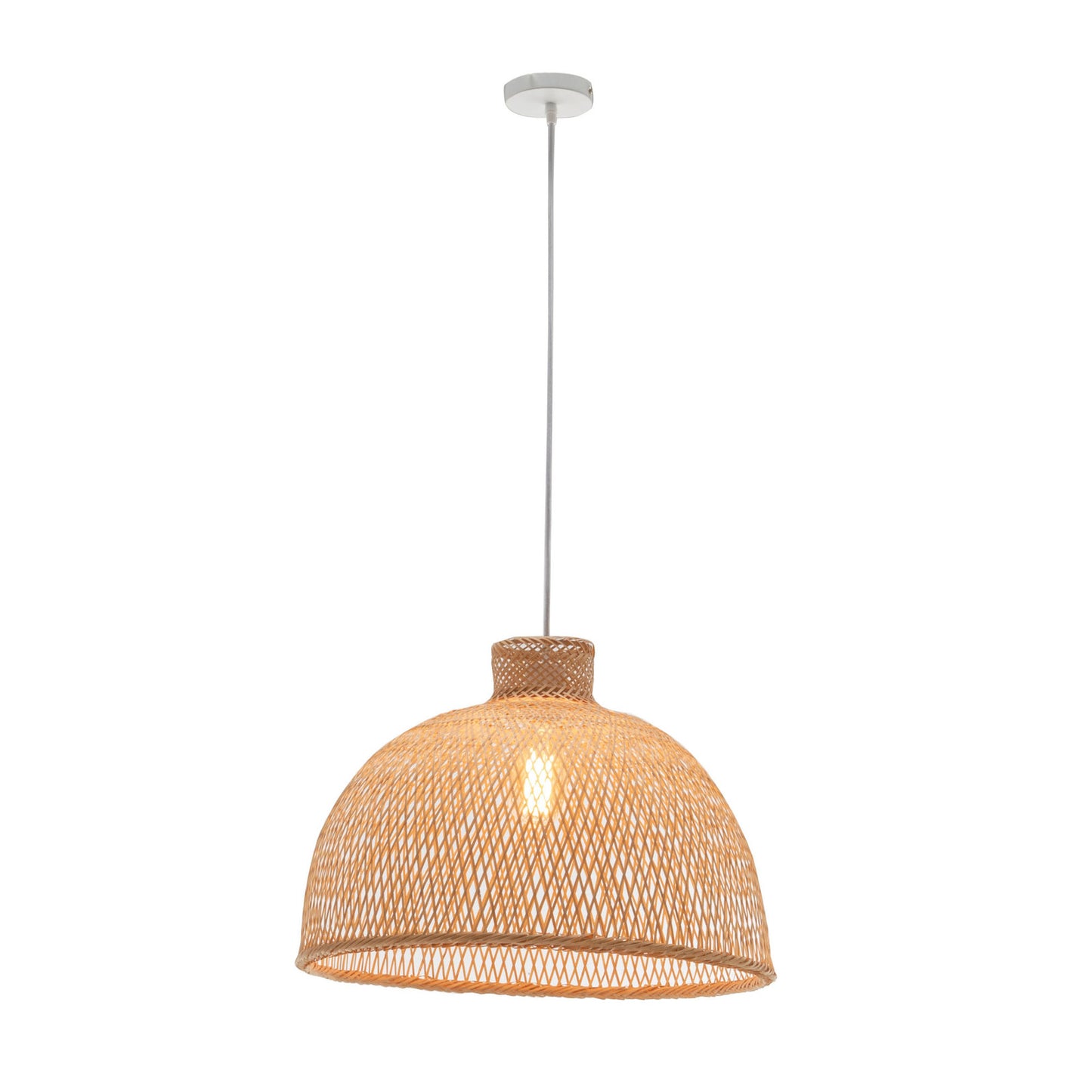 Natural Hand Woven Bamboo Dome Pendant Lamp Hanging Light Rattan Style