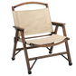 Bamboo Canvas Foldable Outdoor Camping Chair Wooden Travel Picnic Park - Khaki/Beige