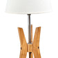 Bamboo Tripod Table Lamp Desk Modern Rustic Geo Light w Linen Shade