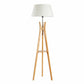 LARGE BAMBOO TRIPOD FLOOR LAMP Linen Shade Modern Light Vintage Wooden Scandi