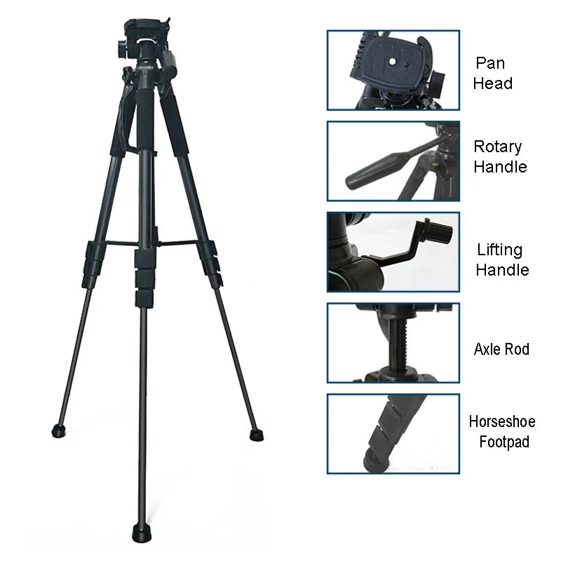 1.7m Tripod Portable Aluminum Alloy Camera Tripod Pan Head and Bag