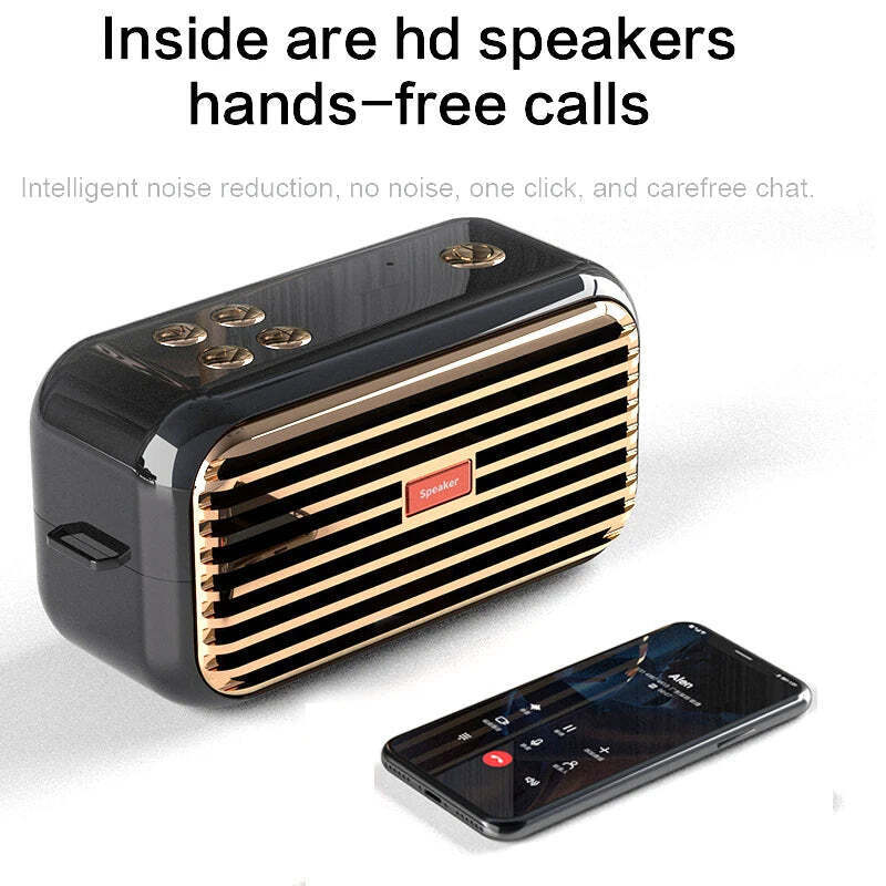 Retro Smart Wireless Speaker Portable for Desktop PC With High-Quality Stereo Hifi Sound