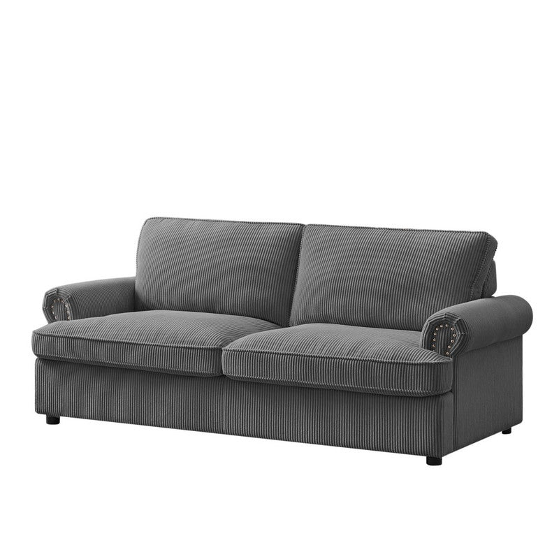 PHEBE 3 Seater Sofa bed with Separate Foam Mattress- Corduroy Dark grey