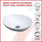 Above Counter Bathroom Vanity Oval Ceramic Basin