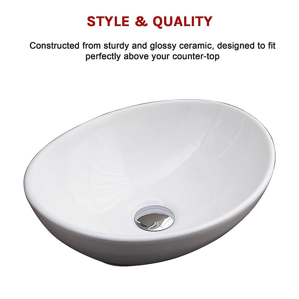 Above Counter Bathroom Vanity Oval Ceramic Basin