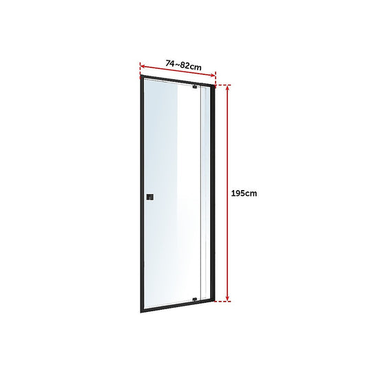 Adjustable Semi Frameless Shower Screen (74~82) x 195cm Australian Safety Glass