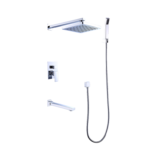 8" Rain Shower Head Straight Wall Arm Mixer Set Wall Bath Spout Outlet Tap