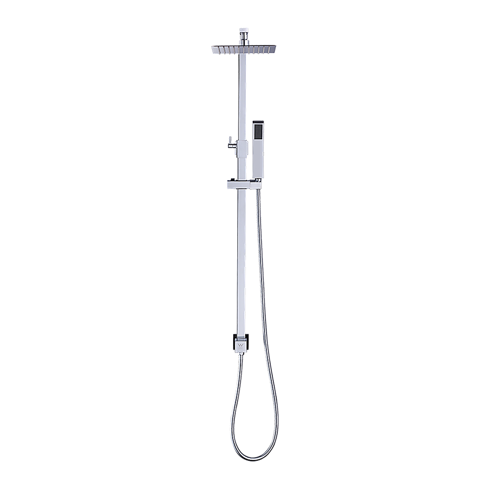 WELS 8" Rain Shower Head Set Square Dual Heads Faucet High Pressure Hand Held