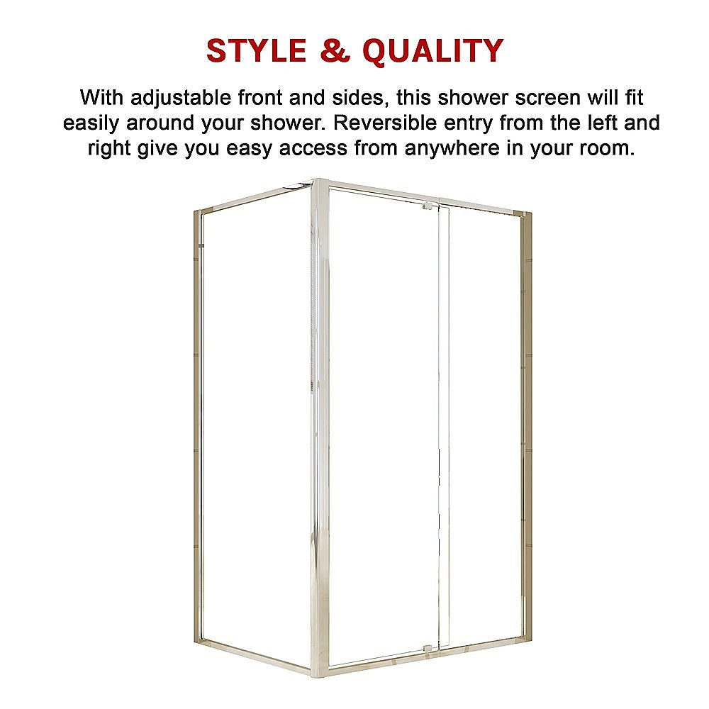 Semi Frameless Shower Screen (114~122)x 195cm & (89~92)x 195cm Side AS/NZS Glass