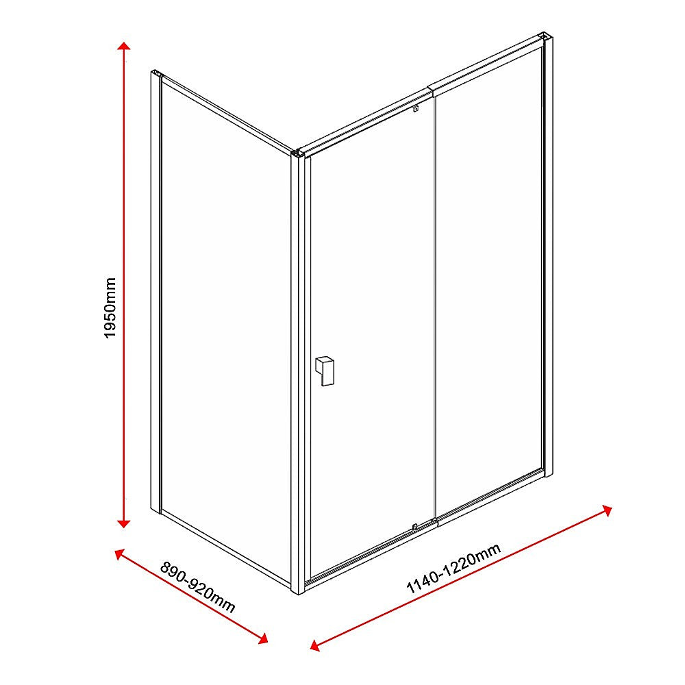 Semi Frameless Shower Screen (114~122)x 195cm & (89~92)x 195cm Side AS/NZS Glass