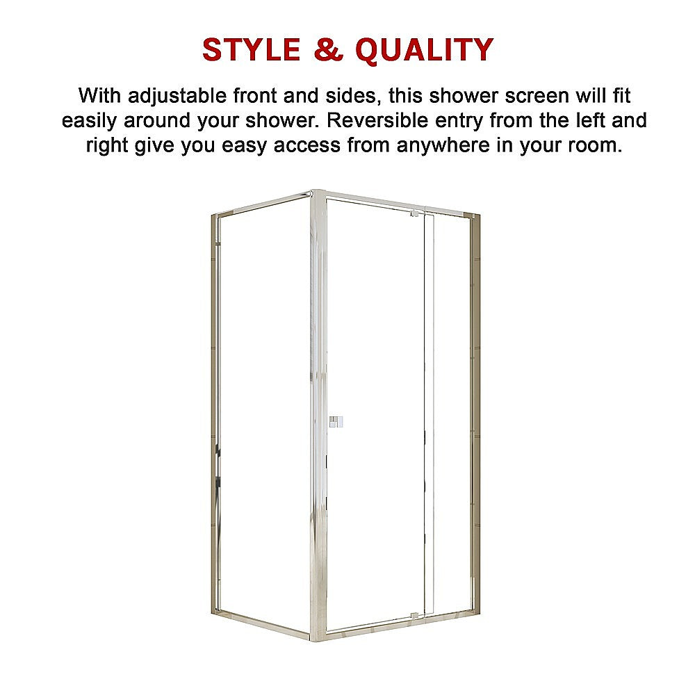 Semi Frameless Shower Screen (98~106)x 195cm & (77~80)x 195cm Side AS/NZS Glass