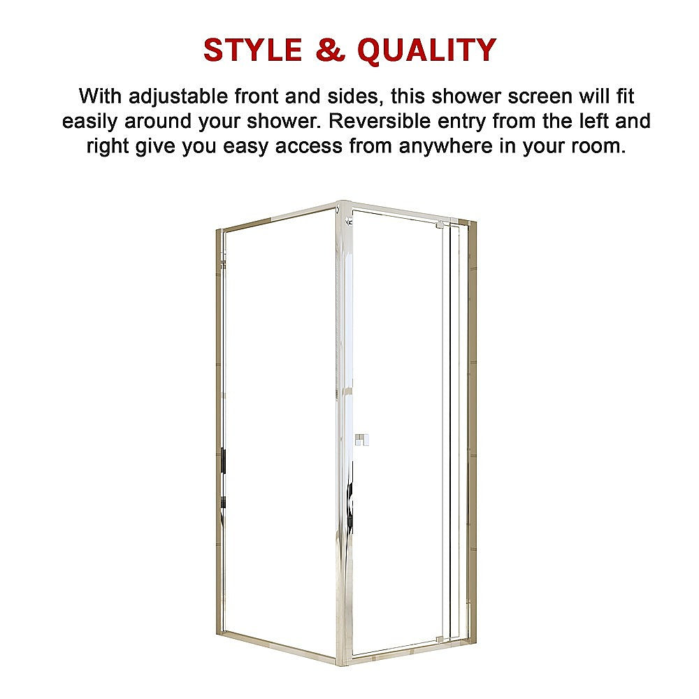 Semi Frameless Shower Screen (74~82)x 195cm & (89~92)x 195cm Side AS/NZS Glass