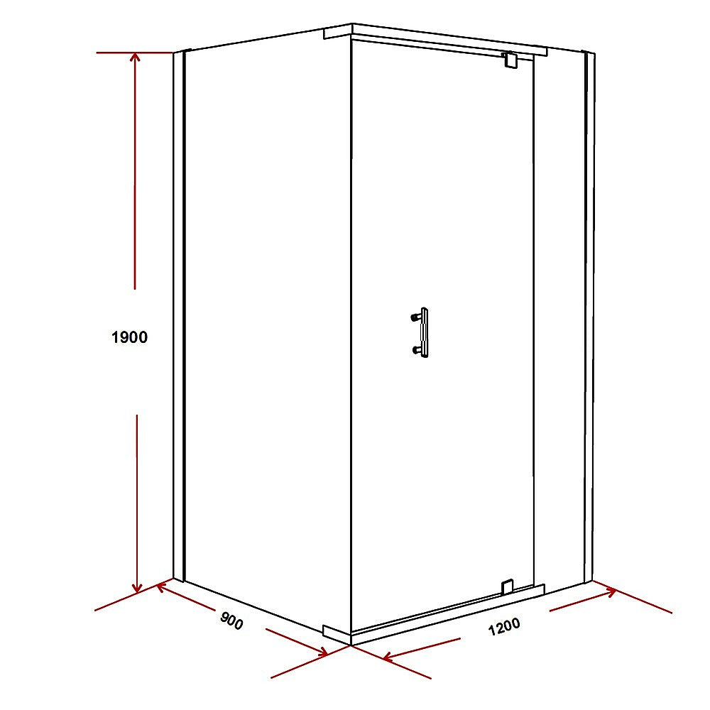 Shower Screen 1200x900x1900mm Framed Safety Glass Pivot Door By Della Francesca