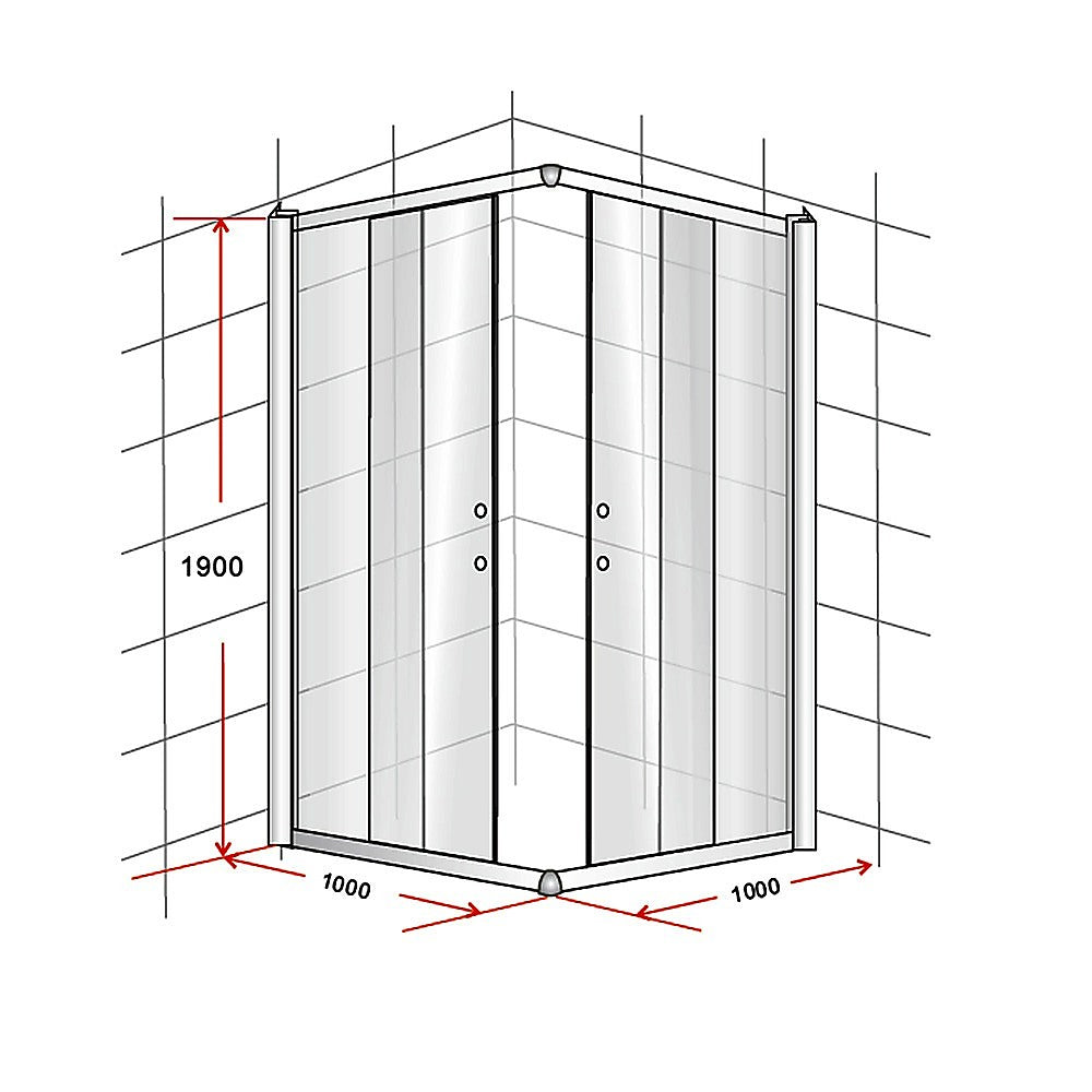 1000 x 1000mm Sliding Door Nano Safety Glass Shower Screen By Della Francesca