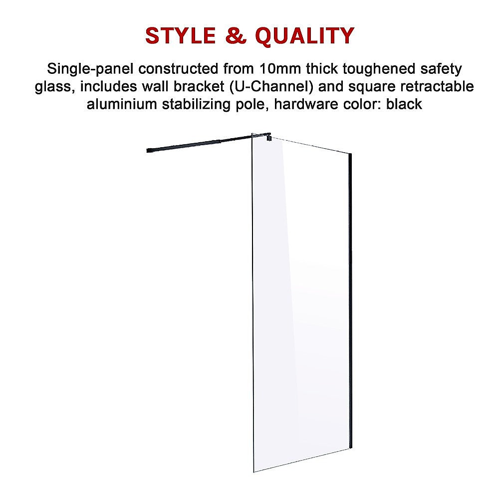 1000 x 2000mm Frameless 10mm Safety Glass Shower Screen