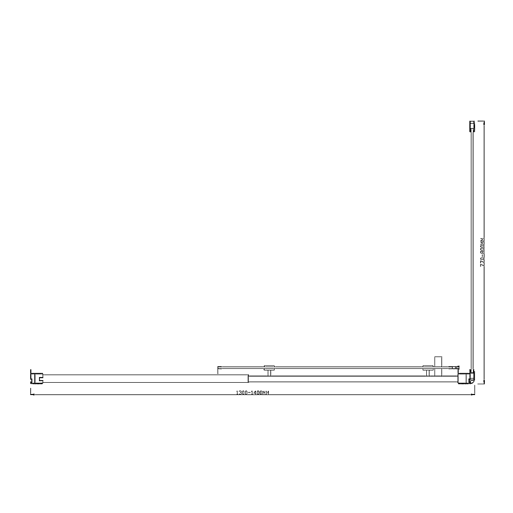 Adjustable 1400x800mm Single Door Corner Sliding Glass Shower Screen in Chrome