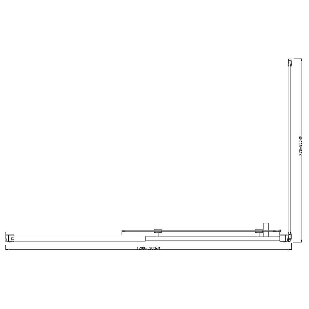 Adjustable 1300x800mm Single Door Corner Sliding Glass Shower Screen in Chrome