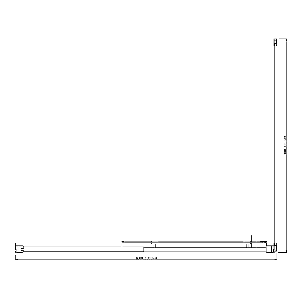 Adjustable 1300x1010mm Single Door Corner Sliding Glass Shower Screen in Chrome