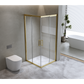 Adjustable 900x900mm Double Sliding Door Glass Shower Screen in Gold