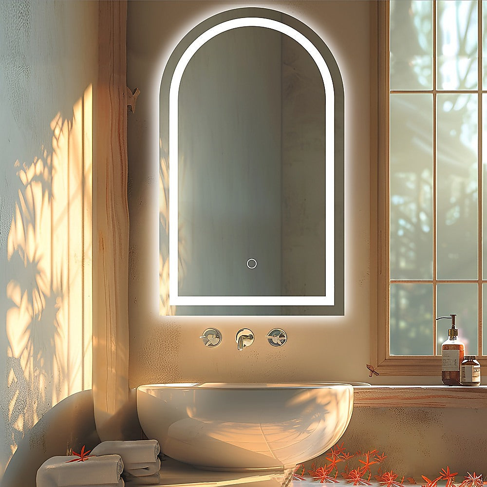 Arched LED Wall Mirror Bathroom Mirrors Makeup Anti-fog 600mm x 1000mm