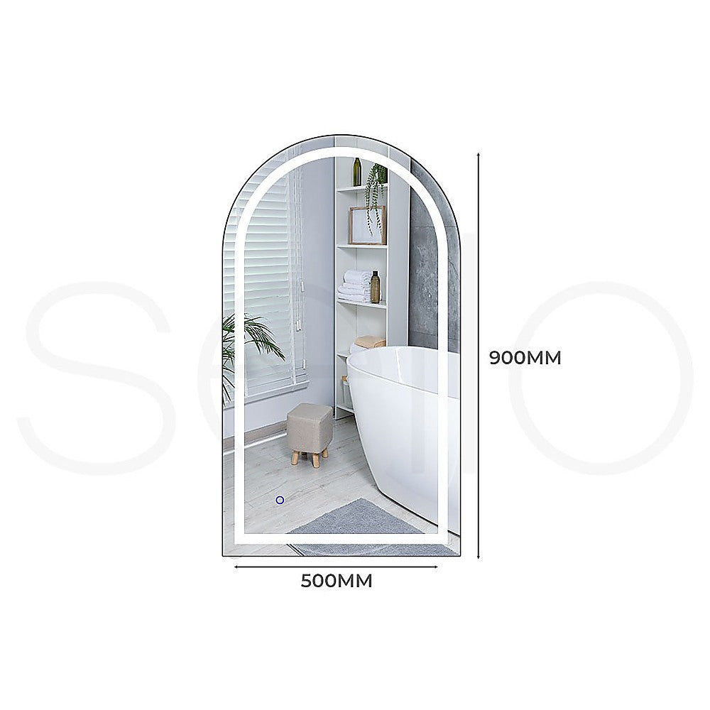 Arched LED Wall Mirror Bathroom Mirrors Makeup Anti-fog 600mm x 1000mm