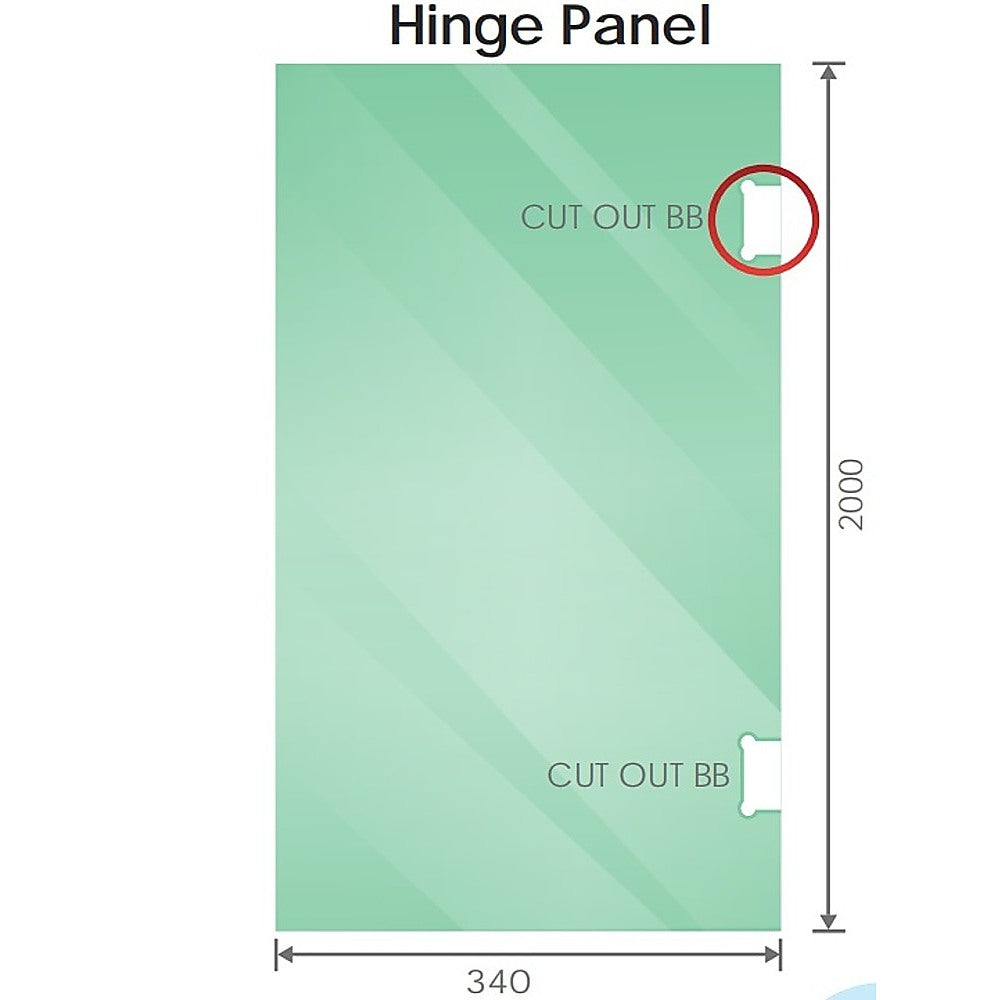 100cm Wall to Wall Frameless Shower Screen with Black Brackets and SS Hinges, Square Double Pull Handle