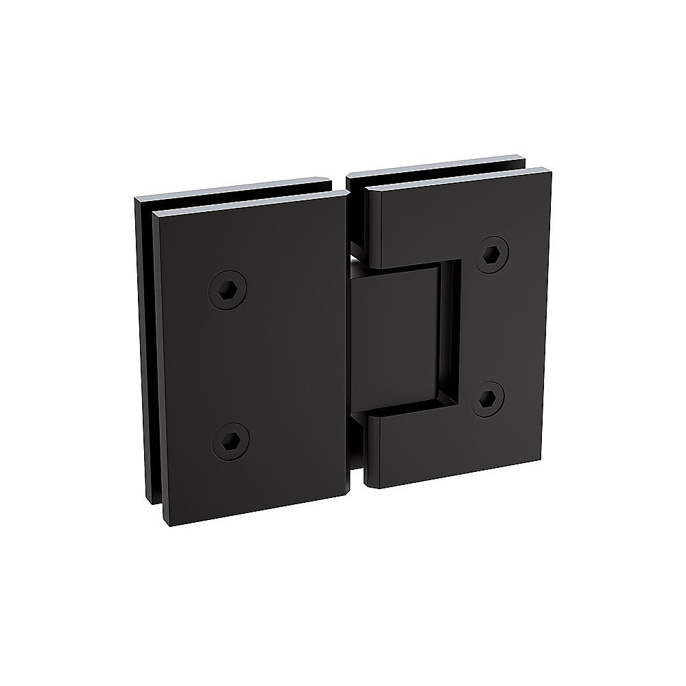 100cm Wall to Wall Frameless Shower Screen with Black Brackets and Brass Hinges, Square Double Pull Handle