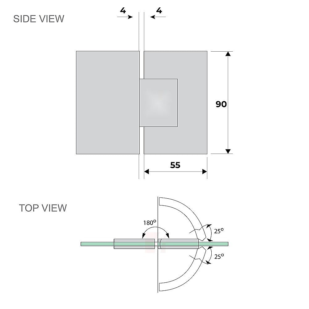 100cm Wall to Wall Frameless Shower Screen with Black Channel and SS Hinges , Round Knob Handle