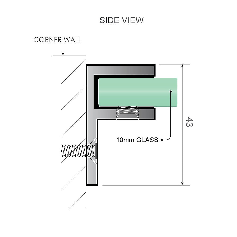 100cm Frameless Diamond Shower Screen with Black Brackets and SS Hinges, Square Knob Handle