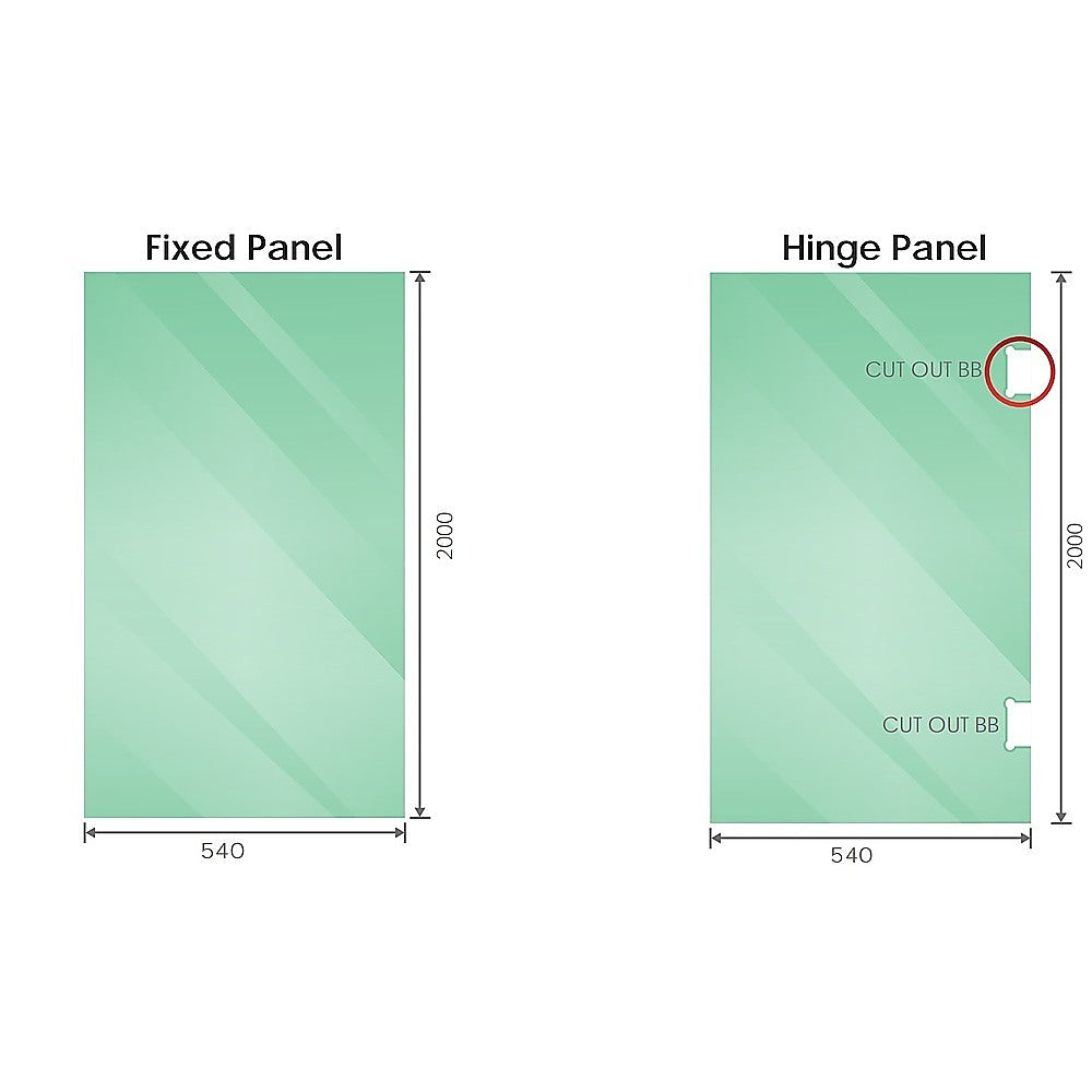 100cm Frameless Diamond Shower Screen with Chrome Brackets and SS Hinges, Square Double Pull Handle