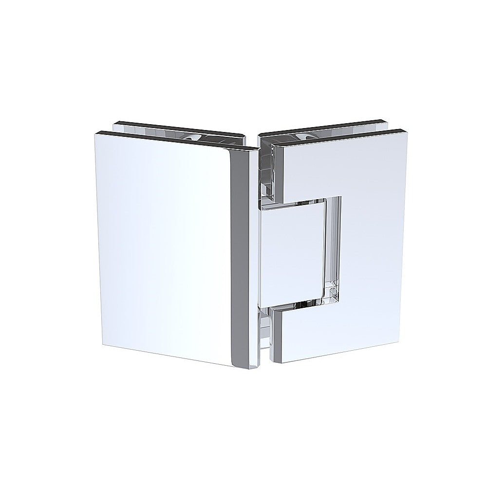 100cm Frameless Diamond Shower Screen with Chrome Brackets and SS Hinges, Square Double Pull Handle