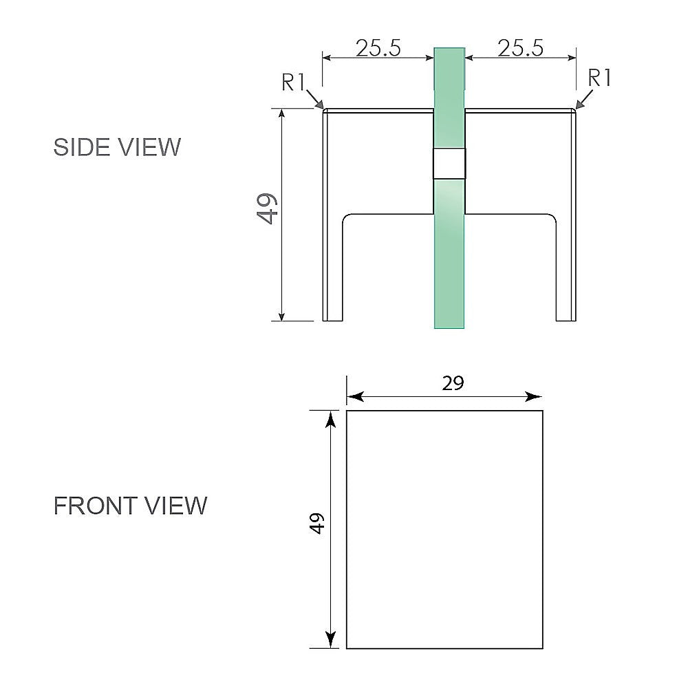 100cm Frameless Diamond Shower Screen with Black Brackets and SS Hinges, Square Double Pull Handle