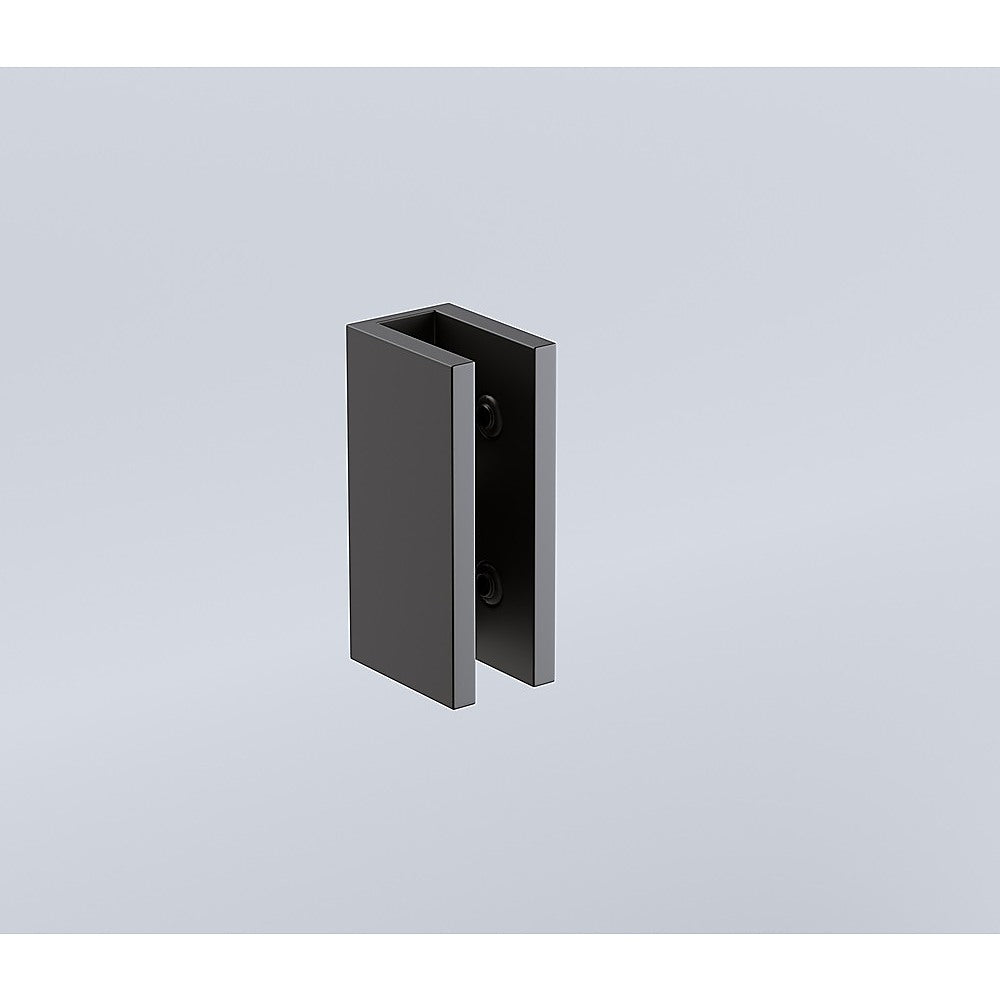 100cm Frameless Diamond Shower Screen with Black Brackets and SS Hinges, Square Double Pull Handle