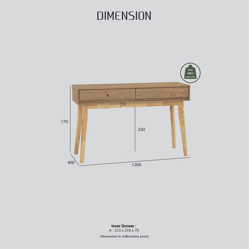 Hirado Console Hallway Table - Cocoa