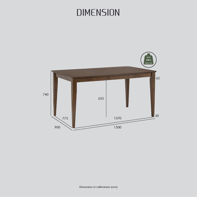 ALLEGRO Dining Table + 6x MESI Dining Chair - 7 Piece Dining Set - Cocoa