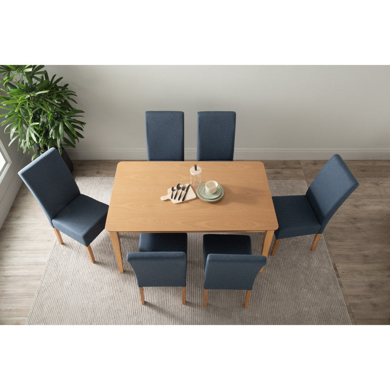 ALLEGRO Dining Table + 6x MESI Dining Chair - 7 Piece Dining Set - Natural