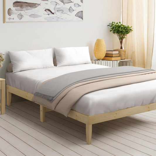 Oikiture Bed Frame Double Size Wooden Pine Timber Bedroom Furniture