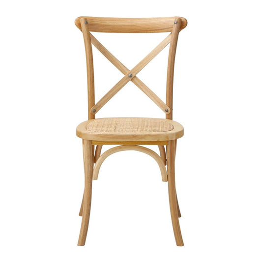 Oikiture Set of 2 Dining Chair with Crossback Timber Wooden Kitchen Chair Home Furniture