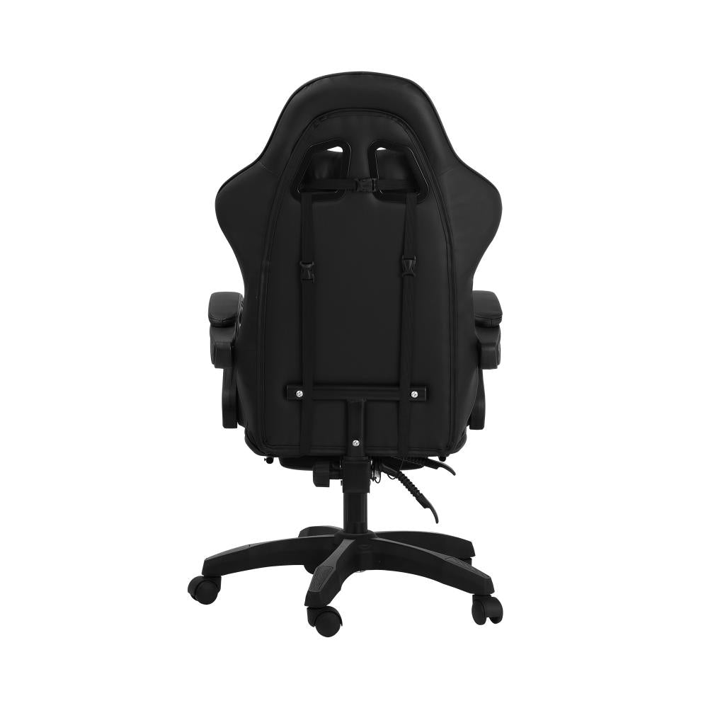 Oikiture Home Gaming Chair Executive Computer Desk Chair with Footrest and Lumbar Pillow Massage Office Chair Black