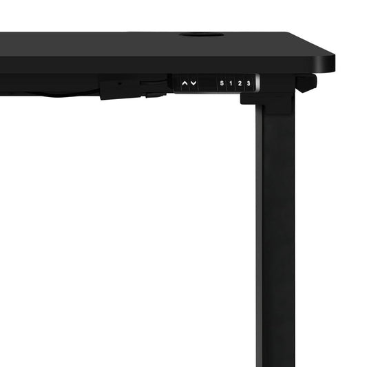 Oikiture Standing Desk Electric Height Adjustable Motorised Sit Stand Desk Rise Black Top and Black Frame