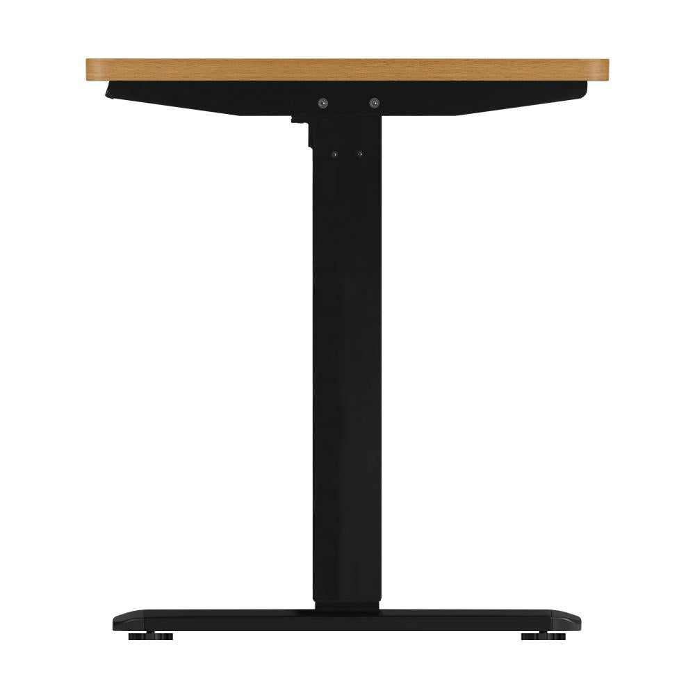 Oikiture Standing Desk Electric Height Adjustable Motorised Sit Stand Desk Black and OAK